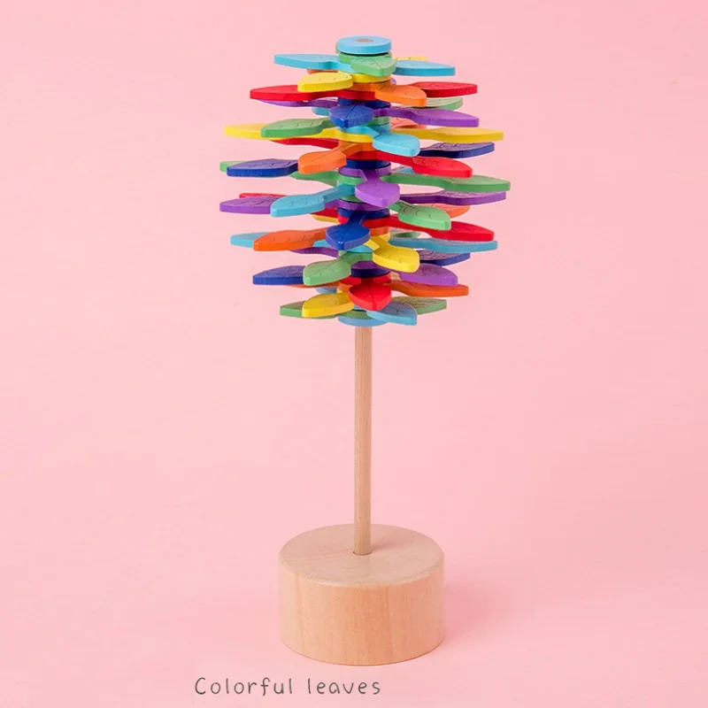 color leaves 1 pc Деревянный поворотный рельеф спин леденец блок diy игрушки волшебная палочка снятие стресса Бар игрушка малыш взрослые домашнее украшение Вращающиеся Леденцы - Цвет: color leaves 1 pc