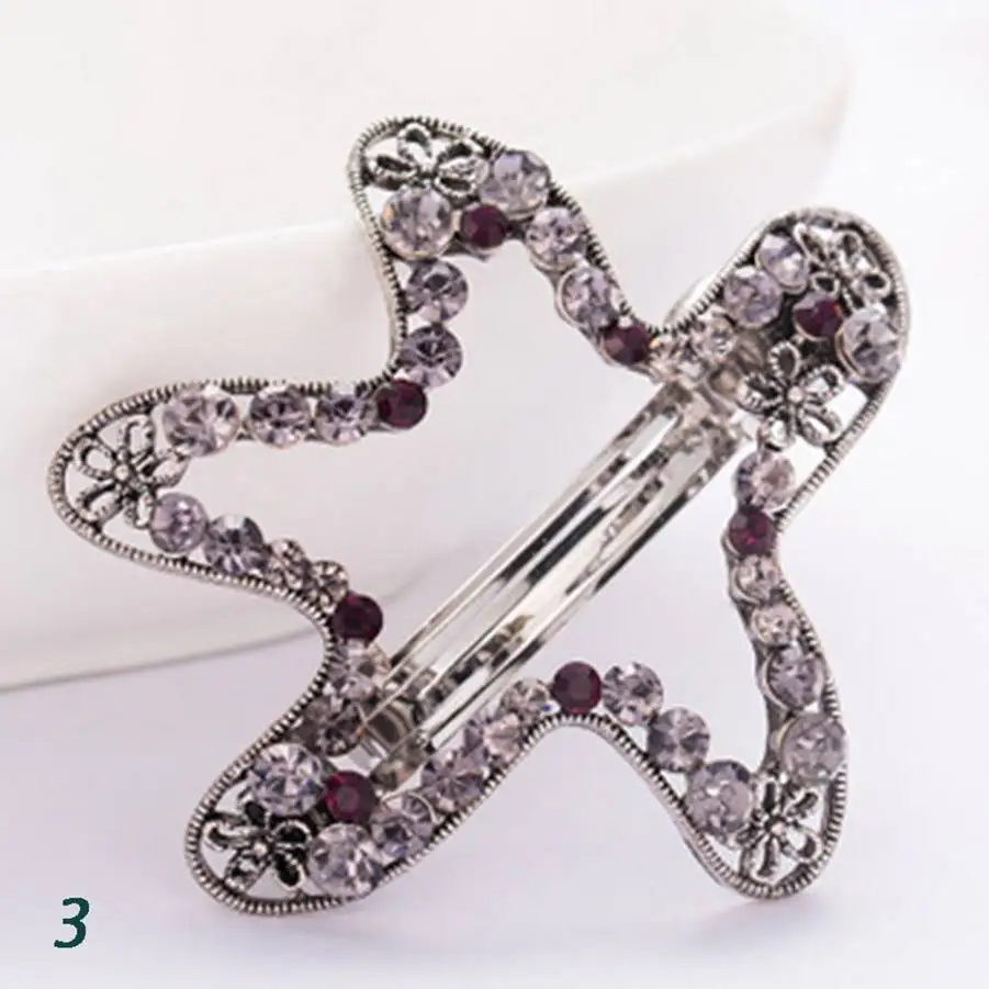Fashion Women Girls Crystal Rhinestone Heart Crown Barrette Hair Clip Clamp Star Hairpin bride hair accessories AAA | Украшения и
