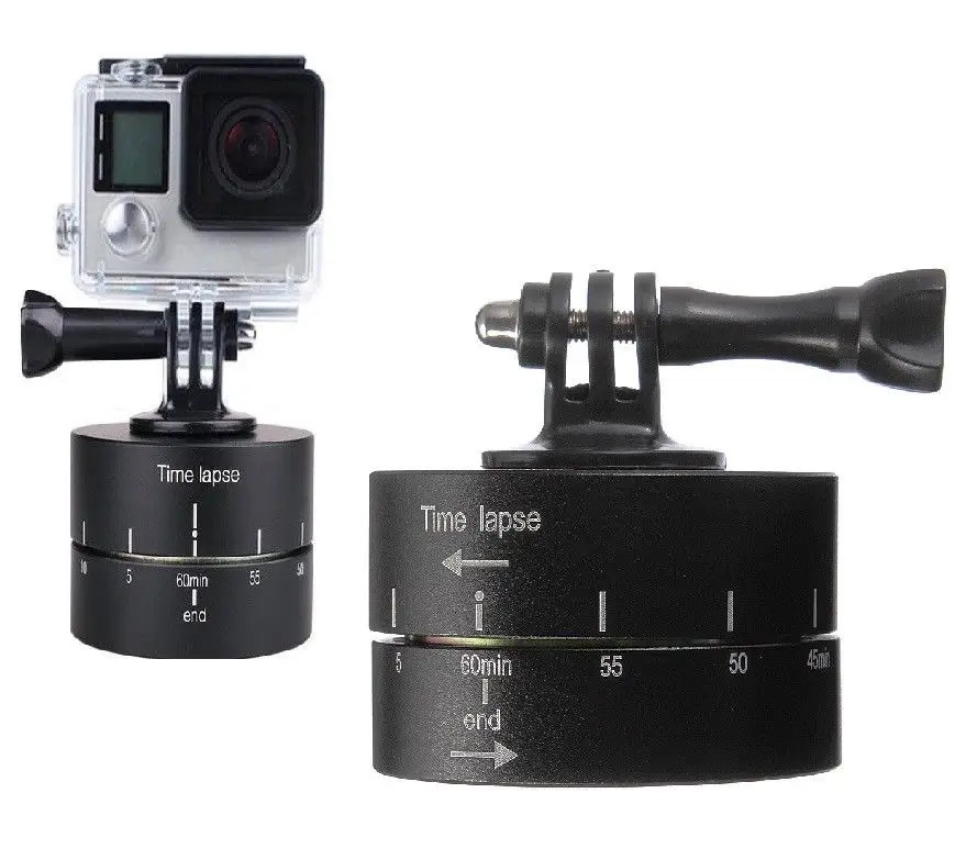 

360 Degree 60 Min Panning Rotating Time Lapse Panoramic Tripod Ball Head for Gopro Hero 6 5 4 SJCAM DSLR