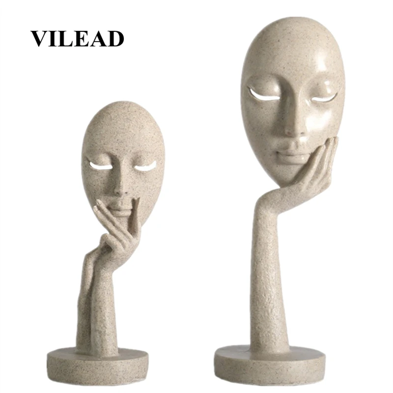 VILEAD, 28,5 см, 37 см, смоляная маска для лица, статуэтки, скандинавские Абстрактные Художественные украшения, креативное украшение для дома, для офиса, крыльца, скульптура, подарок