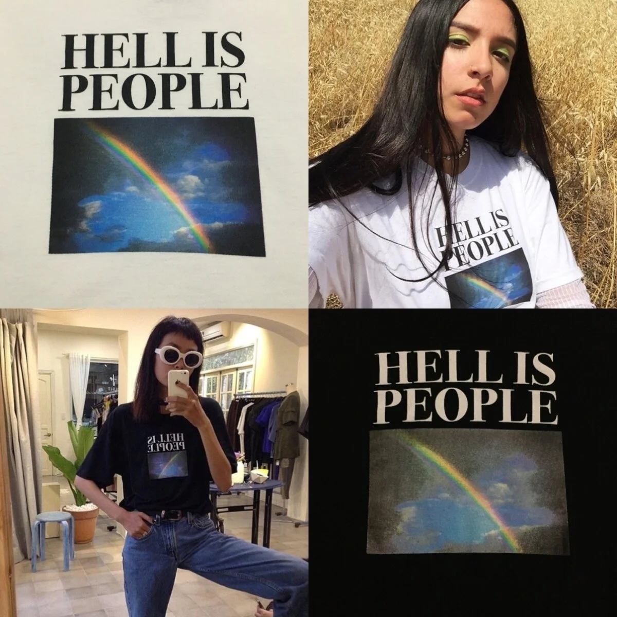PUDO-XSXUnisex Для мужчин женщин Tumblr футболка с рисунком на тему гранж ад людей радужным