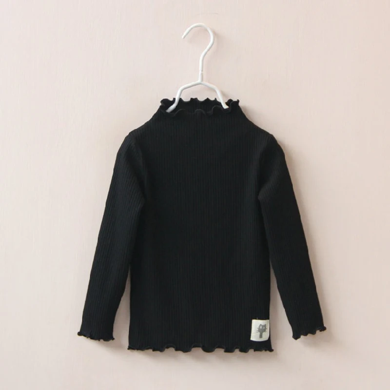 Spring Autumn Girls Basic Clothes Baby Sweaters Solid Color Knitted Pullovers Tops Long Sleeve Ruffles Thin Cotton Sweater | Мать и
