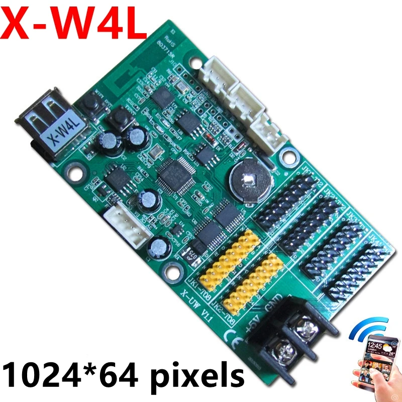 

X-W4L wifi led control card 1024*64 pixels wifi+USB wireless LED controller driver support PC,phone,Pad sending message