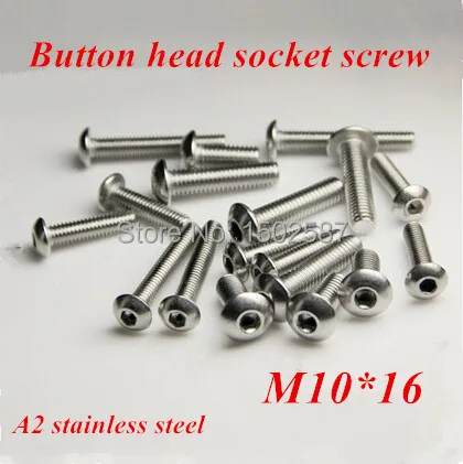 

50pcs/lot M10*16 Bolt A2-70 ISO7380 Button Head Socket Screw/Bolt SUS304 Stainless Steel M10X16mm