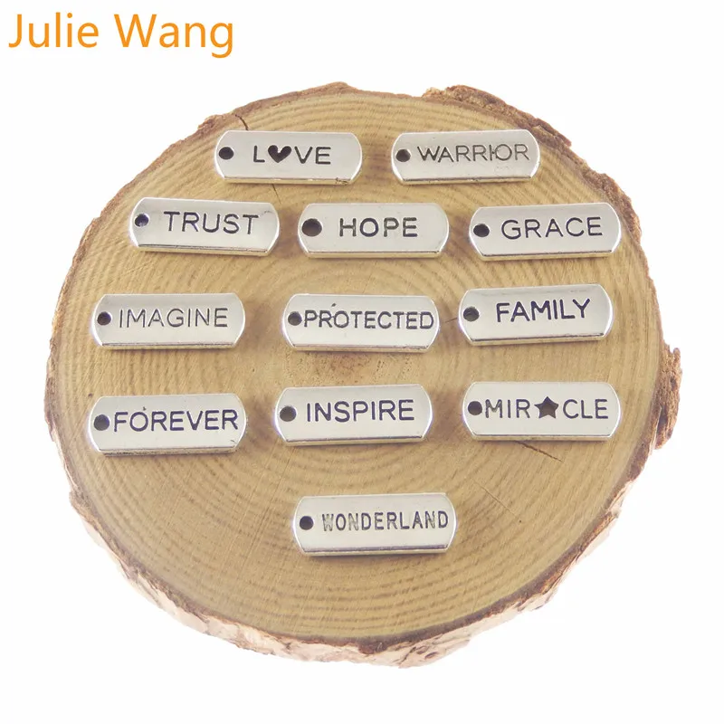 17 шт. прямоугольные английские Подвески Julie Wang с буквами антикварные подвески