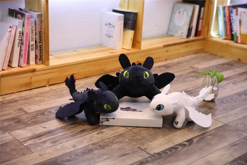 60cm Giant How To Train Your Dragon 3 Plush Toy Toothless Light Fury/Night Fury Stuffed Plush Doll Gift for Kids Birthday