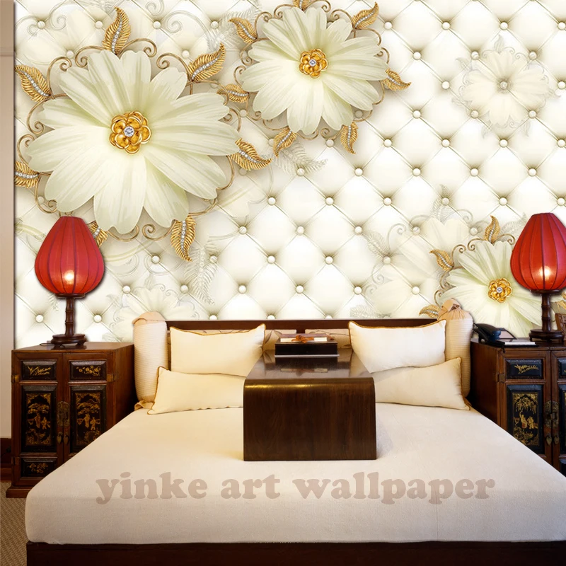 Пользовательские фото обои 3D кожаные цветы роспись рельефы фон простая Мода