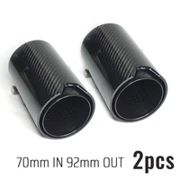 2pcs 70mm all black carbon fiber exhaust tip muffler glossy for bmw exhaust pipe upgrade m2 f87 m3 f80 m4 f82 f83 m5 f10 m6