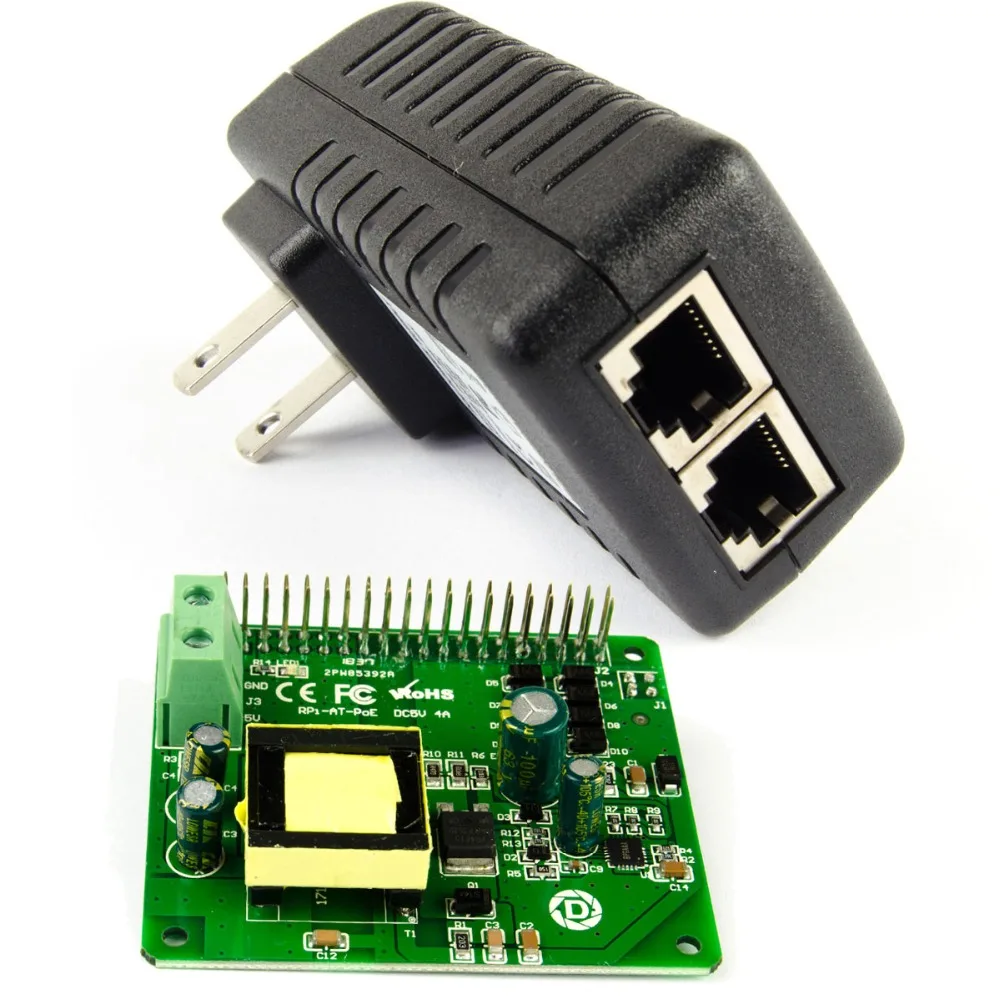 Комплект DSLRKIT Gigabit Raspberry Pi 4 4B 3B + Plus PoE Kit (20W HAT инжектор) Power Over Ethernet IEEE802.3at DC 5V 4A
