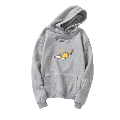 Gudetama толстовка с принтом Kawaii мультяшная Толстовка Женская Весенняя новая флисовая Повседневная Harajuku свободная негабаритная Уличная пуловер Топы - Цвет: Серый