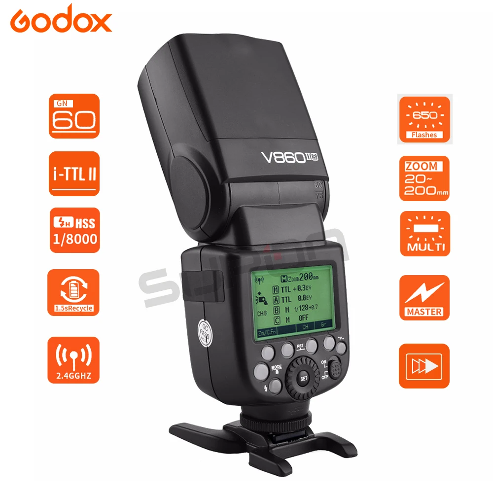 Godox V860II вспышка S TTL 2 4G GN60 HSS 1/8000s 2000 mAh Bateria камера Вспышка Speedlite триггер для Sony +
