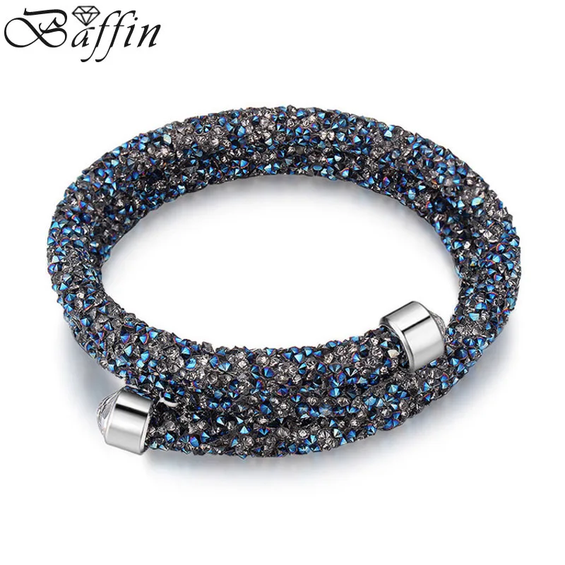 Metal Blue BAFFIN, очаровательный браслет, манжета, двухслойный браслет для женщин, кристалл от SWAROVSKI Pulseira, женские вечерние ювелирные изделия на свадьбу - Окраска металла: Metal Blue