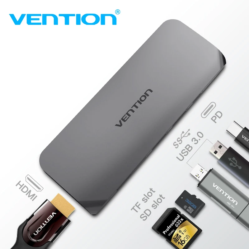 Vention USB C к HDMI концентратора Тип 3 0 4 K Thunderbolt адаптер для Macbook samsung Galaxy S9 huawei P20 Pro HUB |