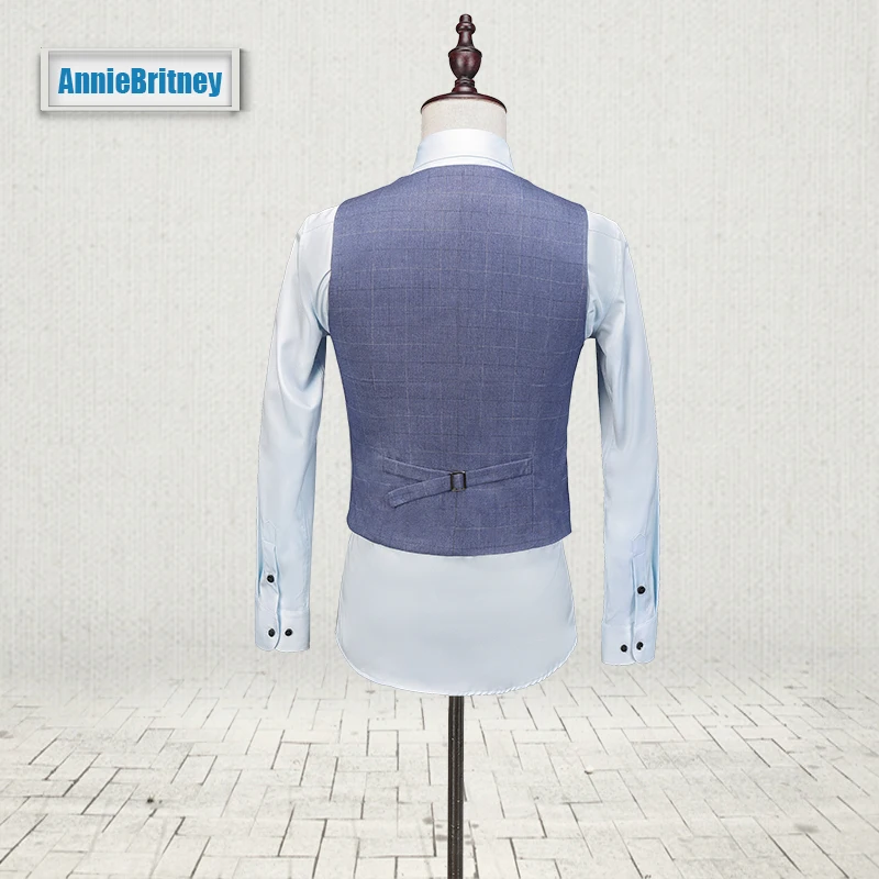 2018 новый мужской костюм блейзеры решетка Slim Fit Жених Смокинги s бизнес Лучший