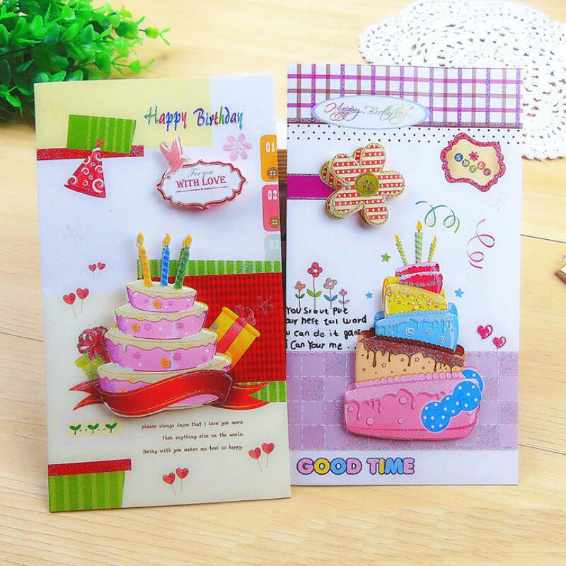 

8 шт./лот, новый трехмерный торт, цветок, складывающаяся бумага, поздравительная открытка для студентов, детей, день рождения, наилучшие поже...