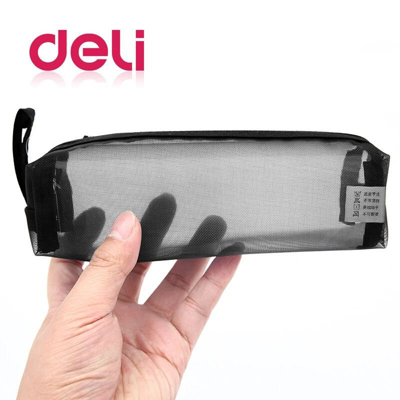 Deli 1 шт. прозрачная сумка для карандашей черная газовая большая емкость студентов