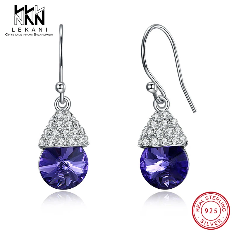 Женские серьги с кристаллом Swarovski элегантные круглые серьги-подвески из