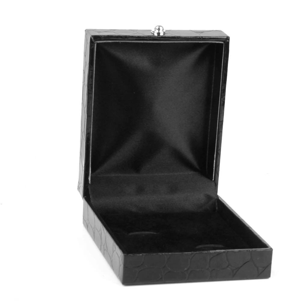 

Black PU Leather Tie Clip Cufflinks Storage Gift Box Case Display Showcase