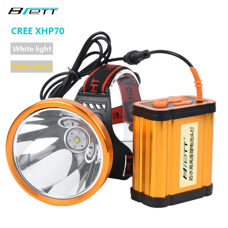 Налобный фонарь CREE XHP70 супер яркий белый или желтый свет дополнительно