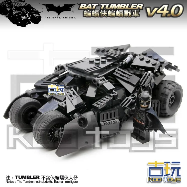 MOC 335 шт. Бэтмен фильм Бэтмобиль v4.0 неваляшка Супер Герои Экшн фигурки