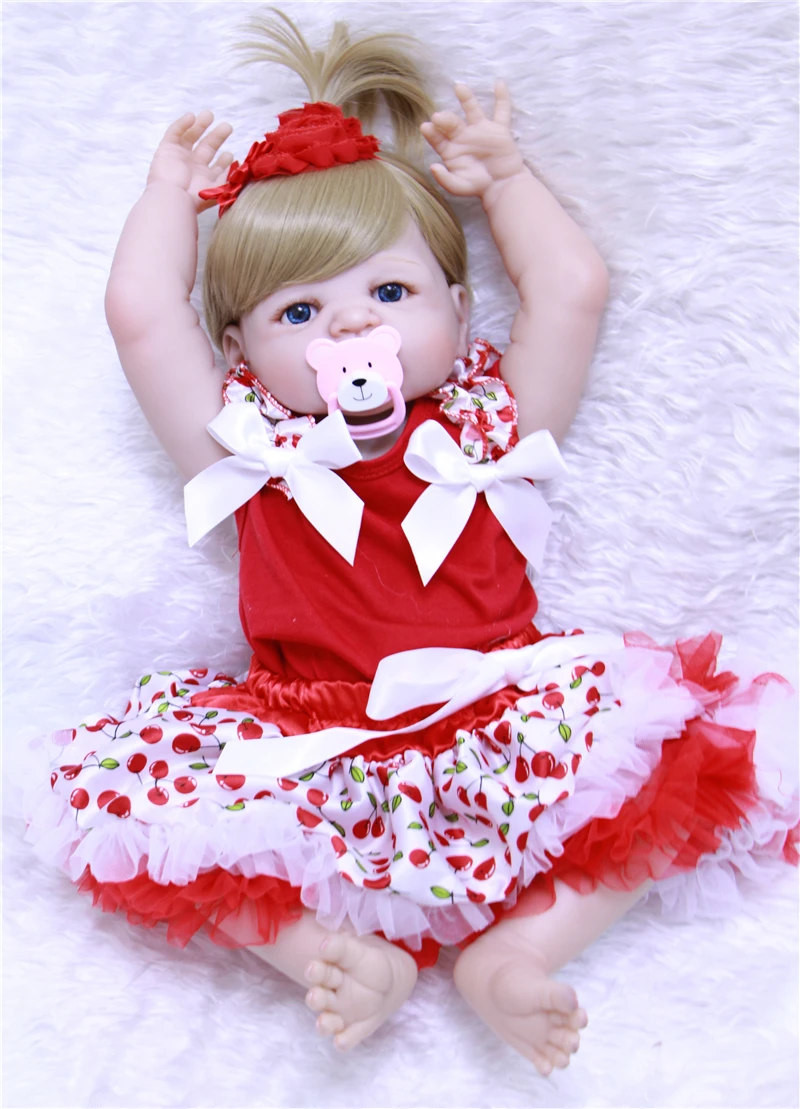 55 см полная силиконовая Детская кукла 100% высокое качество bebe Reborn Babies