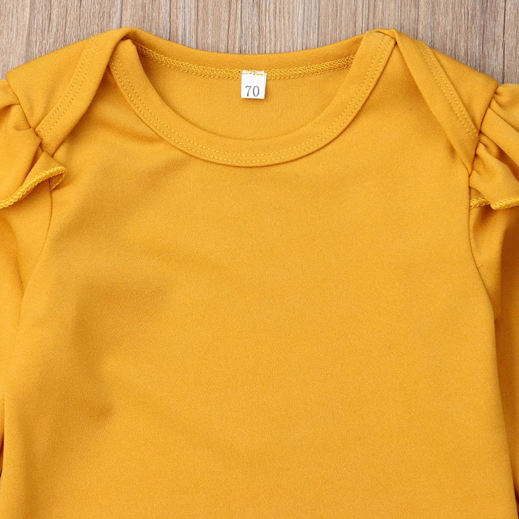 Новая одежда для девочек прочный комбинезон с оборками маленьких боди + штаны