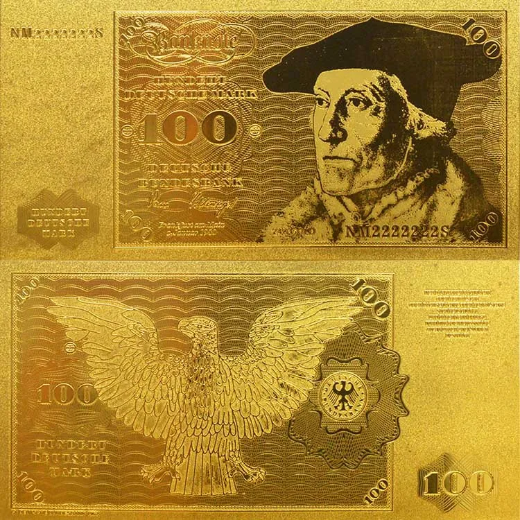Германия Металл золото 100 Deutsche Mark банкноты Лидер продаж позолоченная банкнота подарок для значение подарки