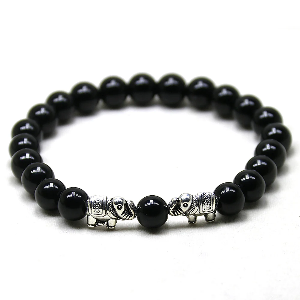 Браслет из лавового оникса браслет со слоном тигровым глазом и камнем тянущийся