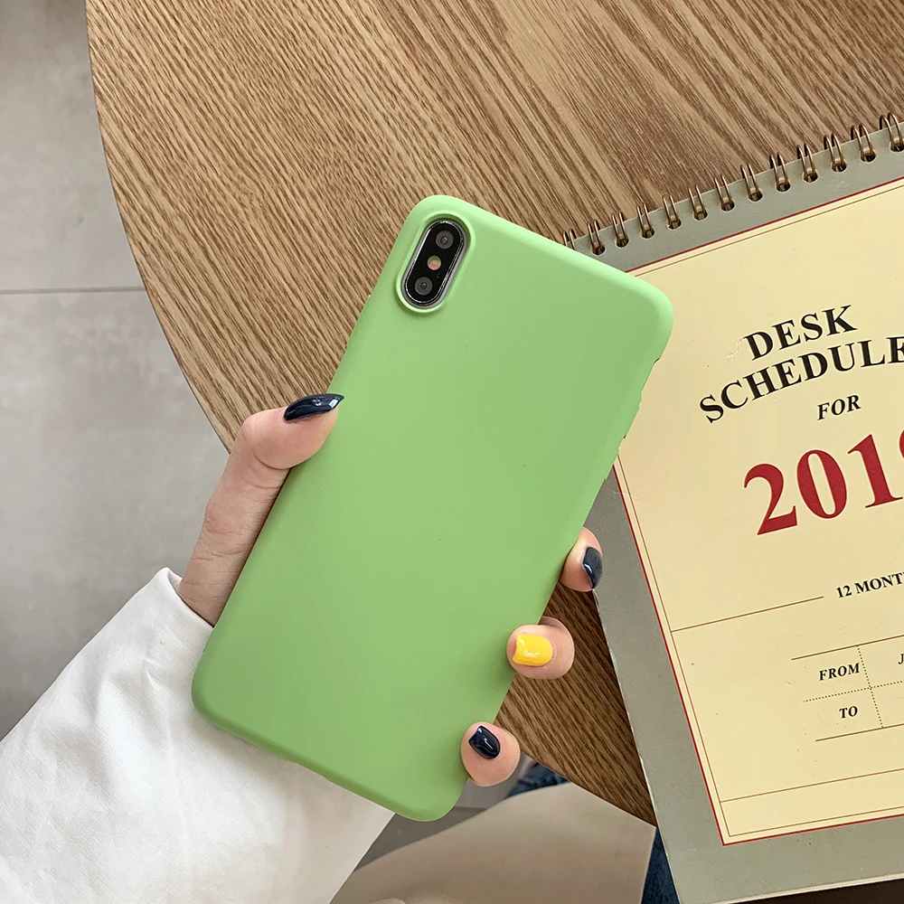 Матовый Силиконовый мягкий чехол для iPhone X XR XS Max оригинальный эко зеленый