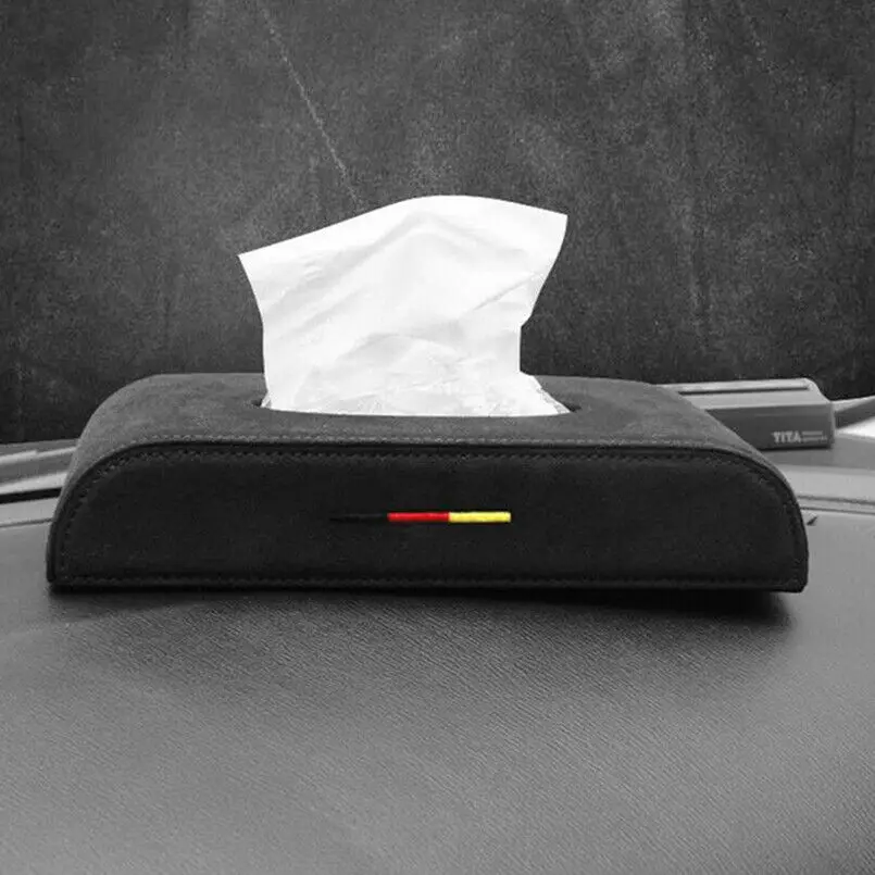 

1Pcs New Matte Black Leather Car Tissue Box Armrest Box Type Paper Towel Cover