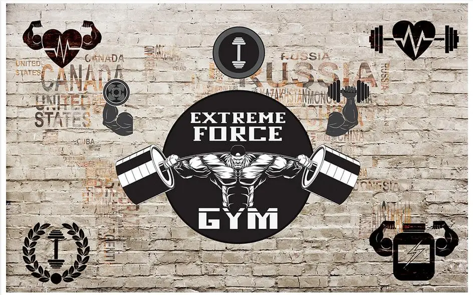 3d wallpaper murals for walls 3 d Gym mural wall paper custom Retro fitness tooling background decoration | Обустройство дома