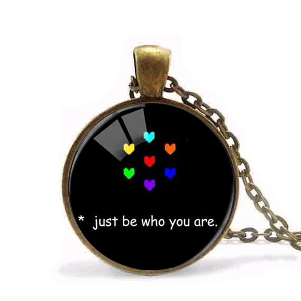 Хит продаж &quotJust Be Who You Are&quot цветное сердце фото стеклянные подвески черная