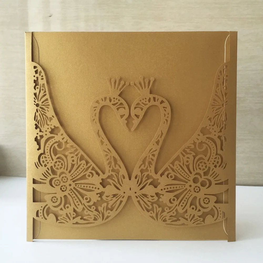 

30pcs Laser Cut Pearl Paper Phoenix Pattern Wedding Invitation Cards Postcard Gift Christening & Baptism Greeting Blessing card