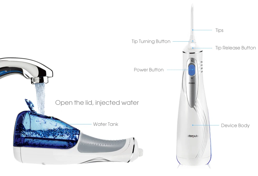 Waterpulse V400 Мощность 240 мл зубные воды Flosser ирригатор Уход за полостью рта ИНСТРУМЕНТ