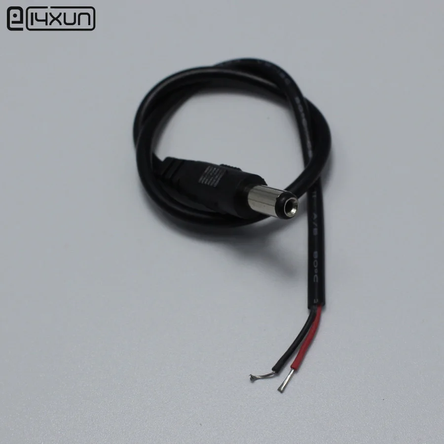 1шт. Штекер питания DC 5,5*2,1мм с кабелем 30см черного цвета для зарядки, разъемы 5,5x2,1мм для цифрового аудио.