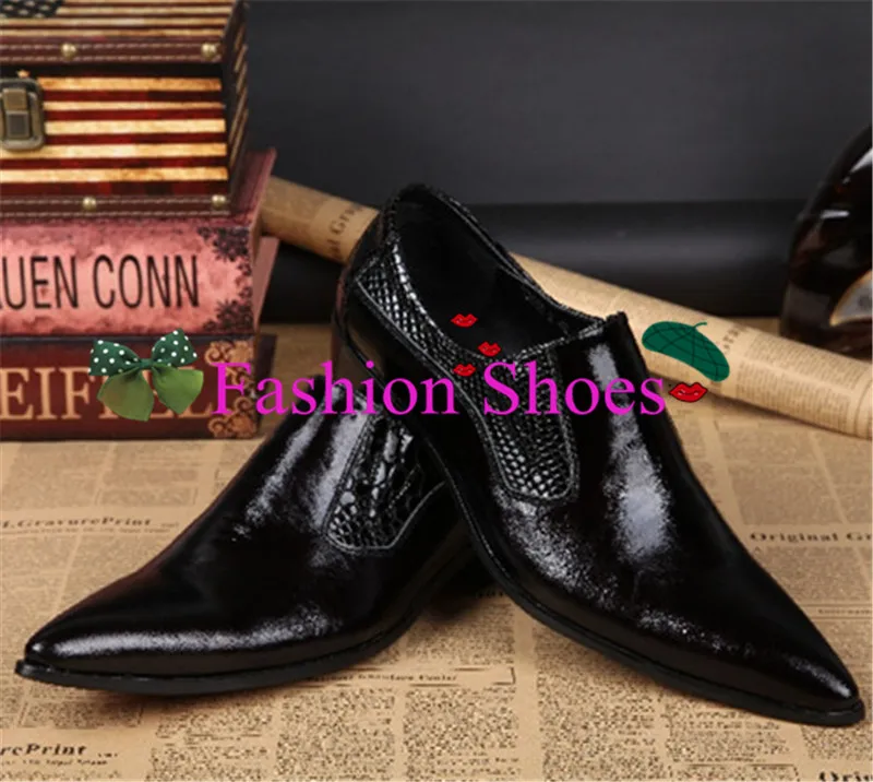 Острым Носом Мужчины Платье Обувь Slip-On Квартиры Оксфорд Из Натуральной Кожи Zapatos