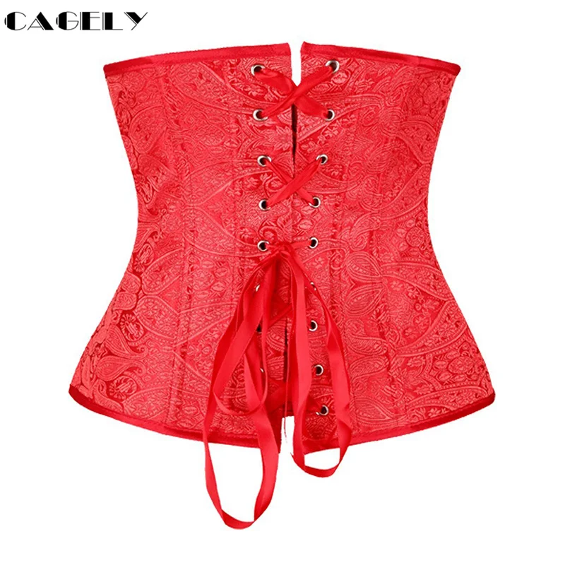 Красный корсет для талии под грудь с лентой Корректирующее белье тела бюстье