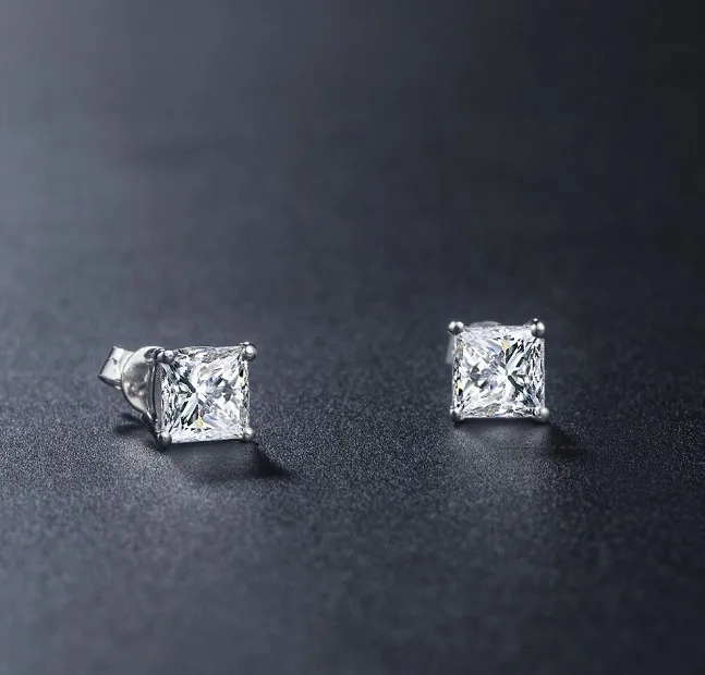 Серьги гвоздики из серебра 925 пробы с платиновым покрытием 2 карата/штука|stud