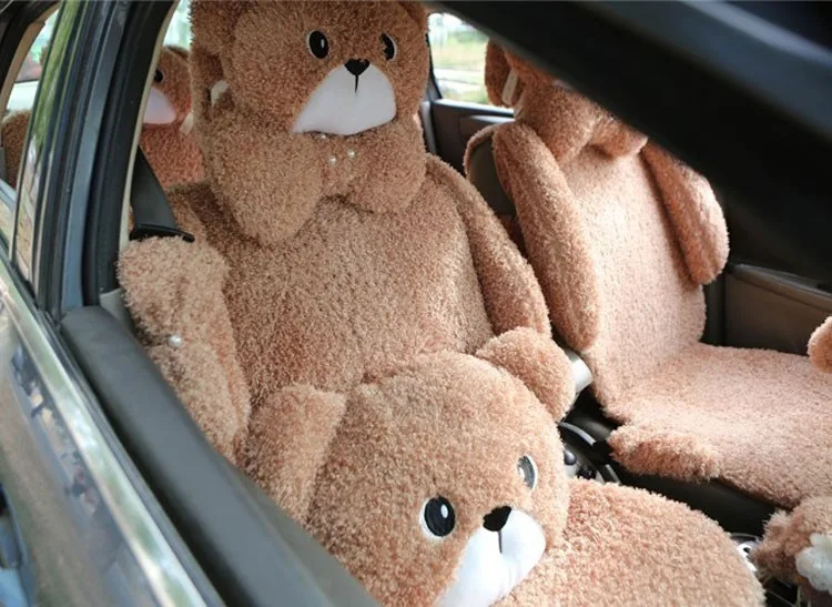 MeimeiBear, милый мультяшный универсальный чехол для автомобильного сиденья, верблюжья Бархатная подушка для автомобильного сиденья, 5 чехлов, сохраняющих тепло, 10 шт