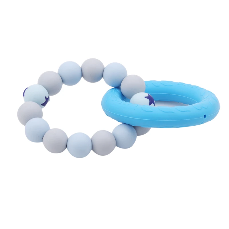 

Baby Nursing Bracelets Silicone Teether Chew Beads Teething Wood Rattles Toys Teether Montessori Bracelets