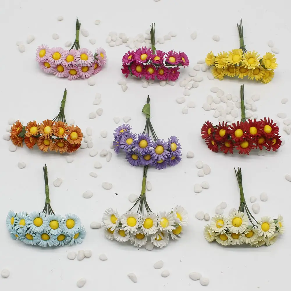 30 шт./лот Подсолнухи искусственные цветы маленькие маргаритки гирлянда diy