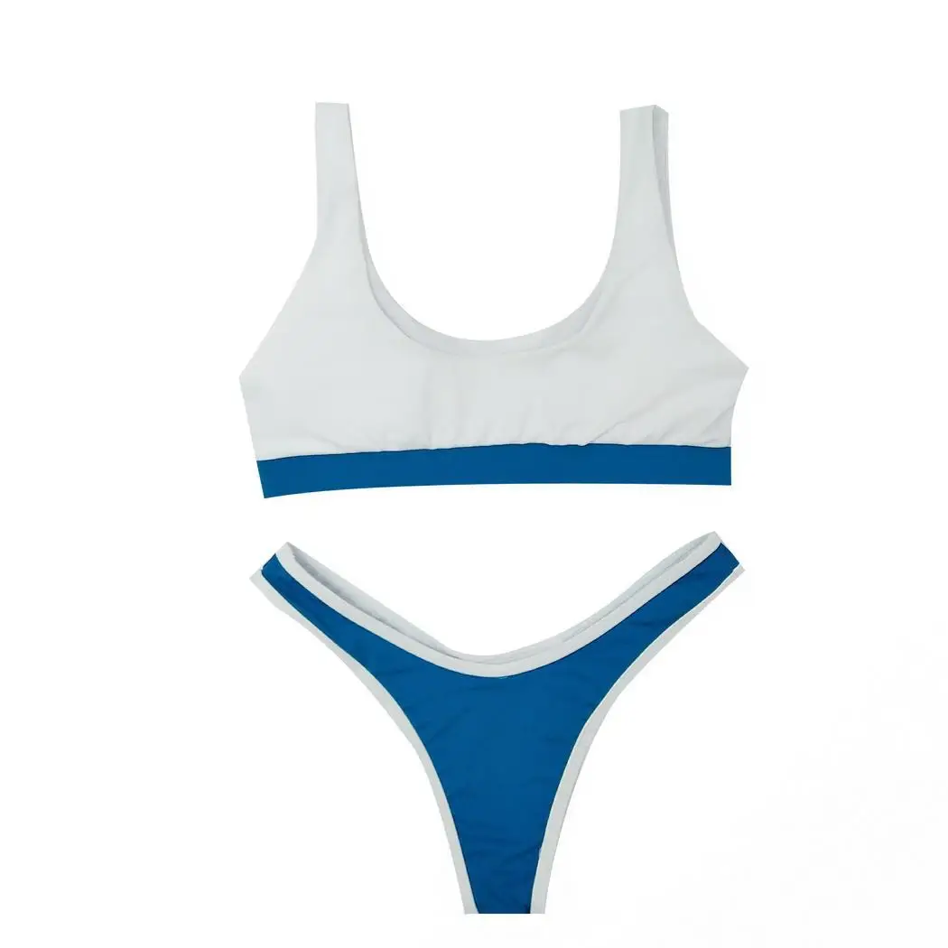 Женский купальник с круглым вырезом без рукавов открытой спиной разрезом тонкий