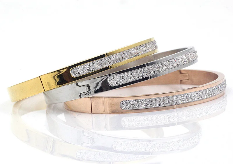 Классический Простой браслет из нержавеющей стали известного бренда розовое