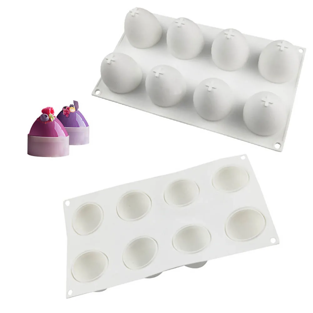 

GODWJ 8 Holes Egg Shape Silicone Cake Mold DIY 3D Oval Mould Cupcake Cookie Muffin Soap Moule Baking Cake Decorating Tools