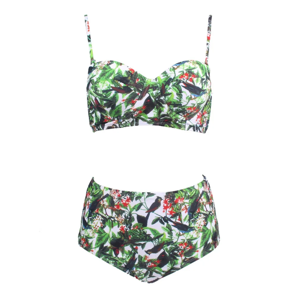 Женский винтажный купальник бикини с высокой талией и принтом животных 2019|bikini