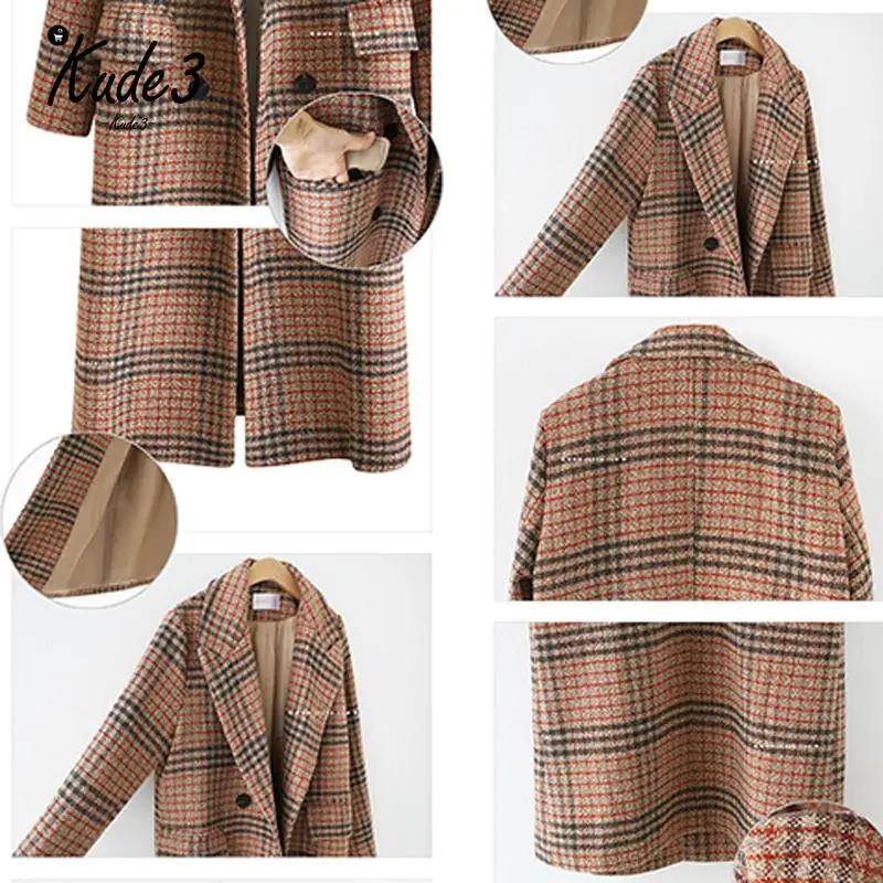 Осенне зимний костюм Блейзер Женский деловой шерстяной пиджак пальто для работы