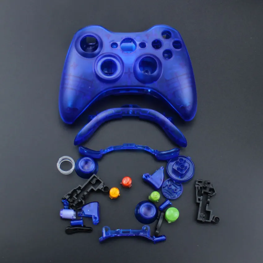 Clear Blue ChengHaoRan для XBox 360 беспроводной игровой контроллер Жесткий Чехол черный/прозрачный в виде ракушки крышка полный набор с пуговицы аналоговый - Цвет: Clear Blue