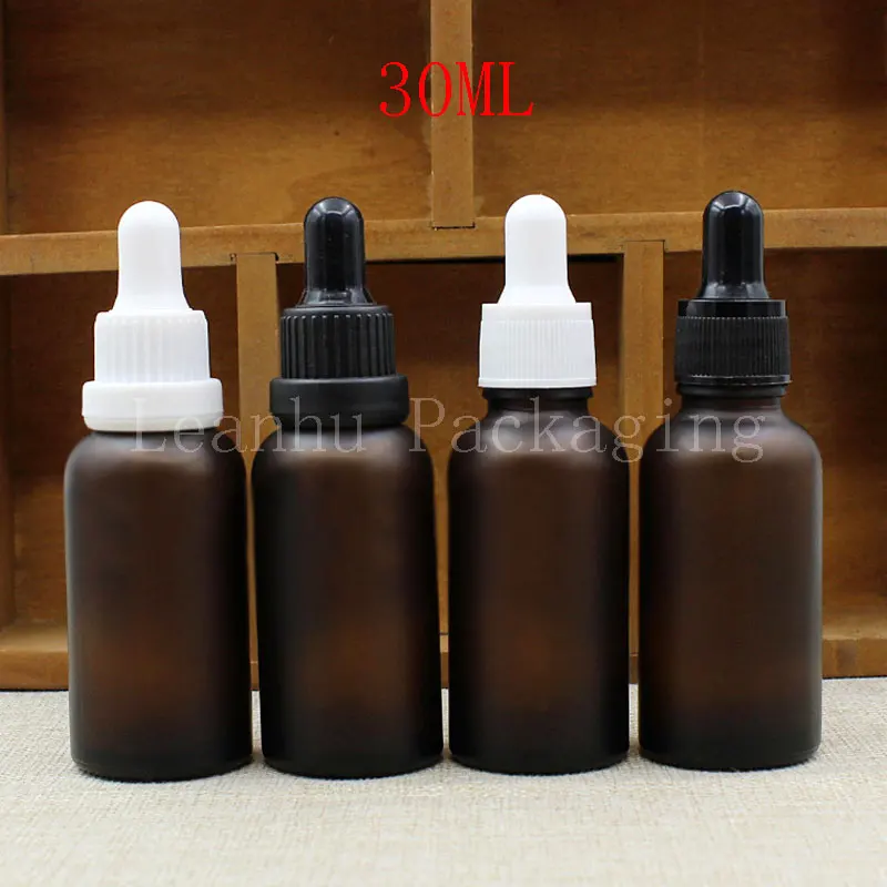 Wholesale 30ml Brown Frosted Glass Dropper Bottle, 30cc Essential Oil/Perfume Packaging Container, Makeup Sub-bottling