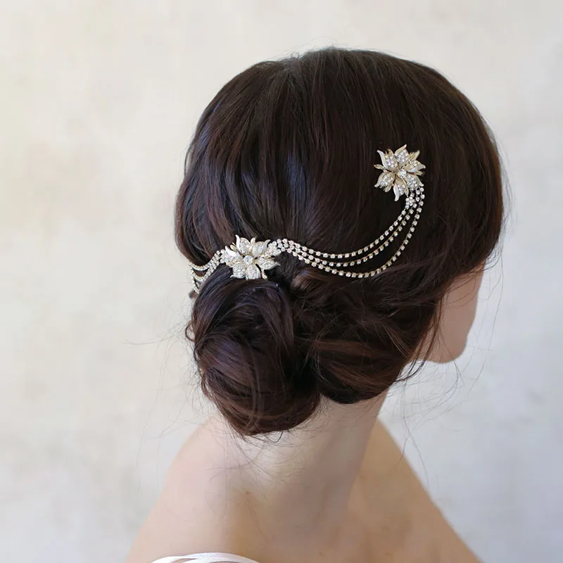 SLBRIDAL стразы из сплава с кристаллами свадебная расческа для волос головные уборы