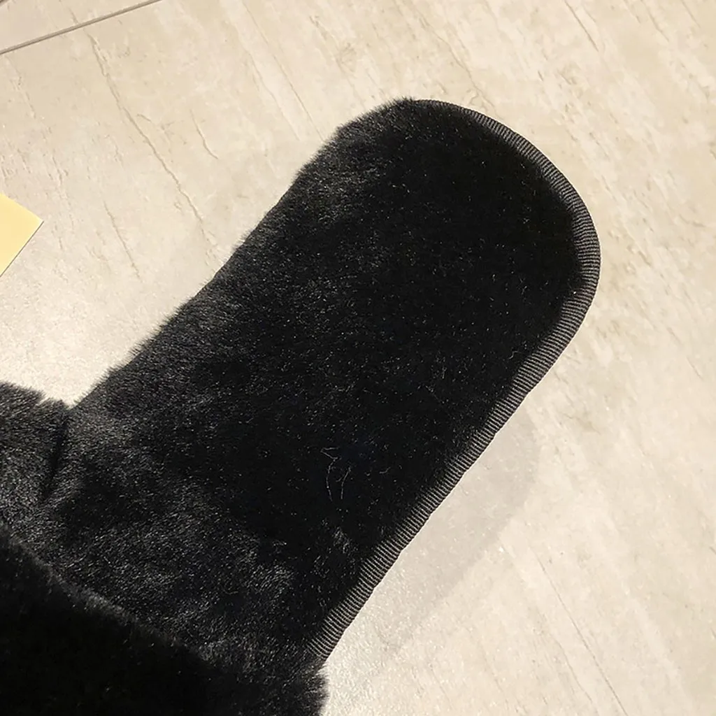 Зимние женские теплые меховые домашние тапочки с мехом; однотонные плюшевые мягкие тапочки в клетку; домашняя напольная кровать